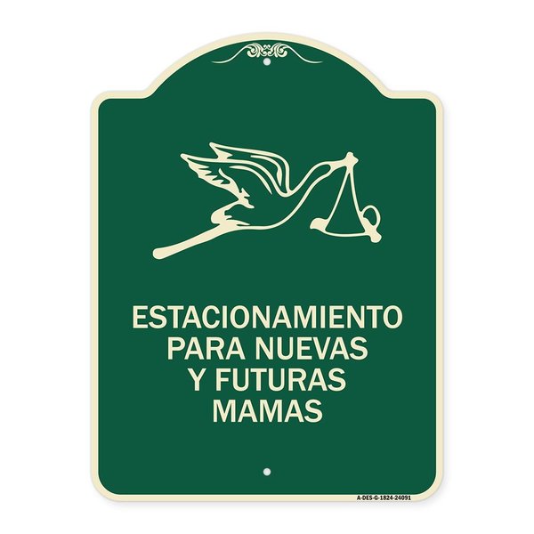 Signmission Estacionamento Para Nuevas Y Futuras Mamas Heavy-Gauge Aluminum Sign, 24" x 18", G-1824-24091 A-DES-G-1824-24091